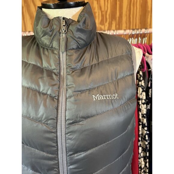 MARMOT Dark Gray 800 Fill Down Puffer Vest Lightweight Quilted Women's Size S - Picture 2 of 13